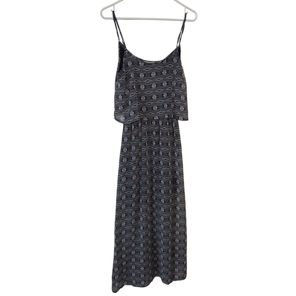 Liberty Love Geometric Maxi Dress Womens S Flowy Boho Indie Tribal Sheer Lined
